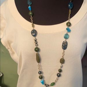 Gorgeous turquoise and jade long necklace